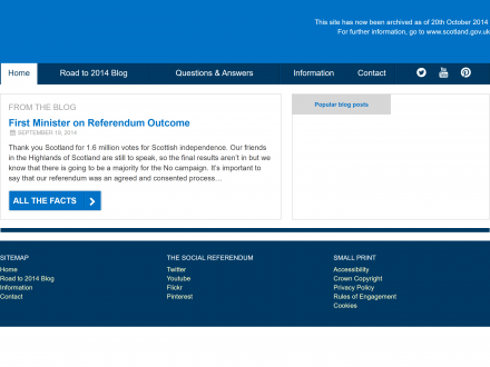 Screenshot of Scotland's Referendum 2014 website