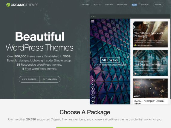 Organic Themes homepage
